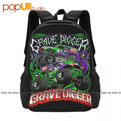 Monster Jam Monster Truck Grave Digger, mochila de gran capacidad, bolsa para zapatos, bolsa Deportiva Escolar con impresión 3d