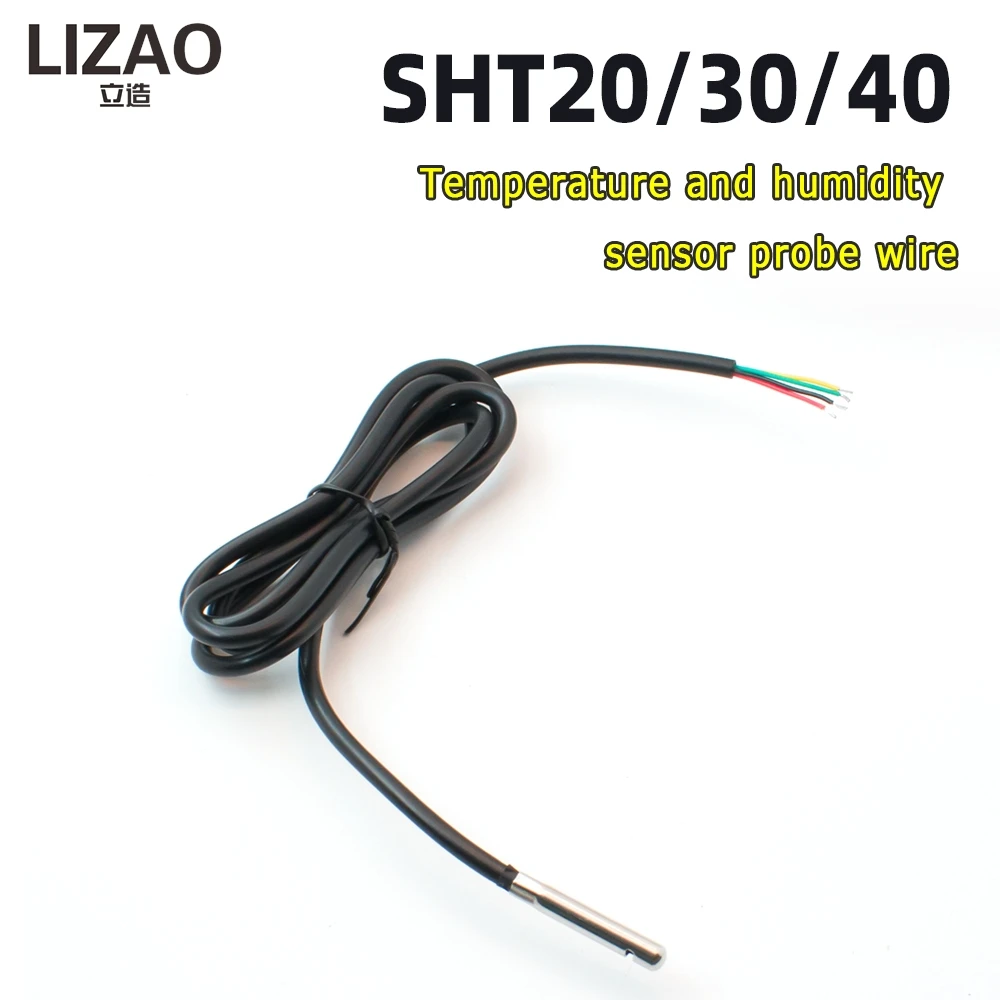 LIZAO SHT20/30/40 Waterproof Temperature Humidity Probe, I2C Digital Sensor Cable for Greenhouse & HVAC Monitoring