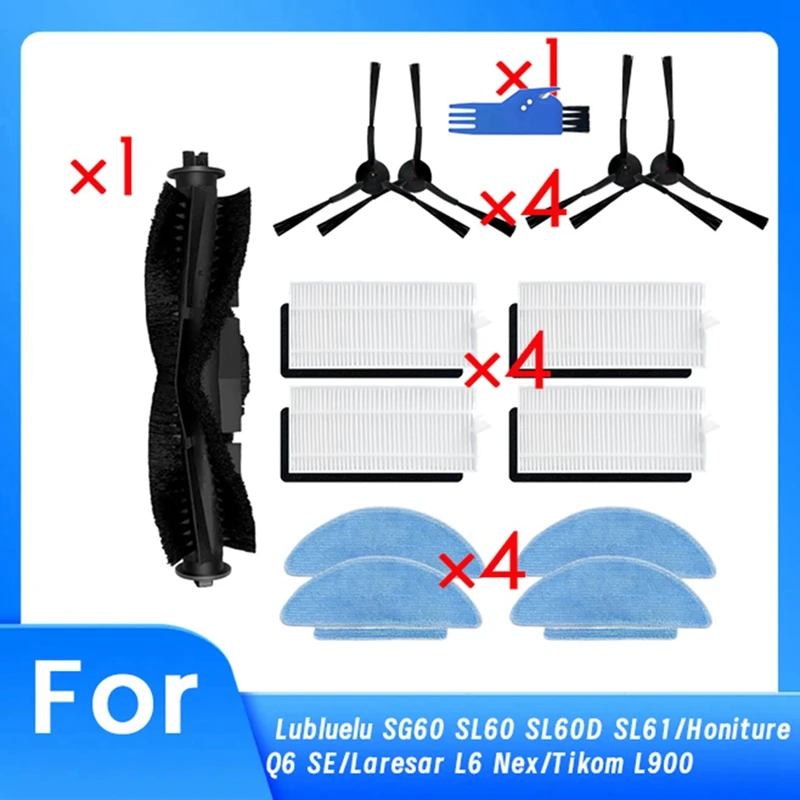 

14 Pcs For Laresar L6 Nex Sweeping Robot Cleaner Parts Replacement Main Side Brush Mop Filter Set