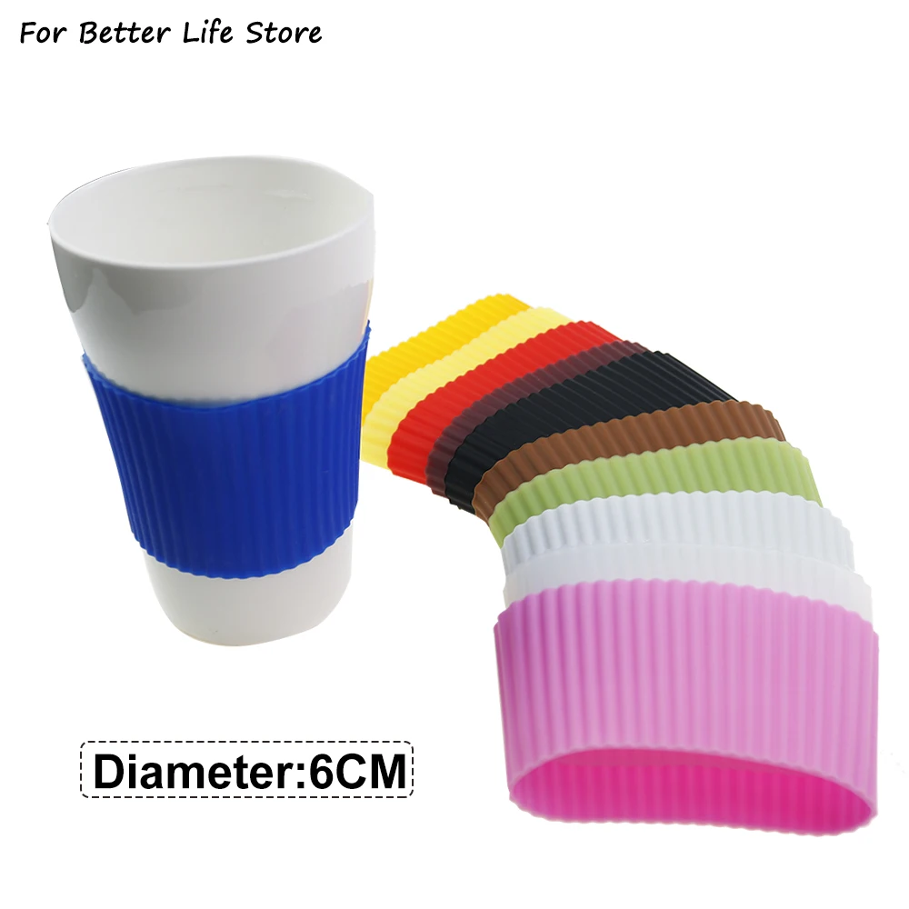 6.5cm Silicone Heat Insulation Coffee Cup Cover Ceramic  Non-slip Bottle Colored Mug Scalding And Anti-Skid Safety Protects