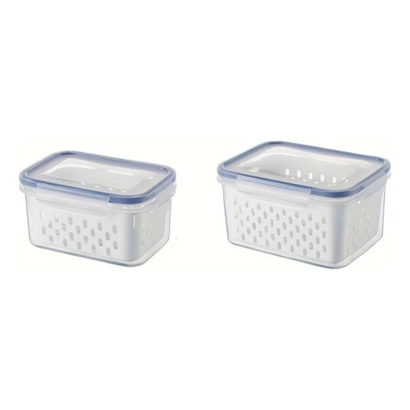 1750 ml und 850 ml Doppelabflusskorb, Frischhaltebox, Küchen-Gefrierschrank, versiegelte Box, Lunchbox aus Kunststoff, Kühlschrank, Obstaufbewahrung