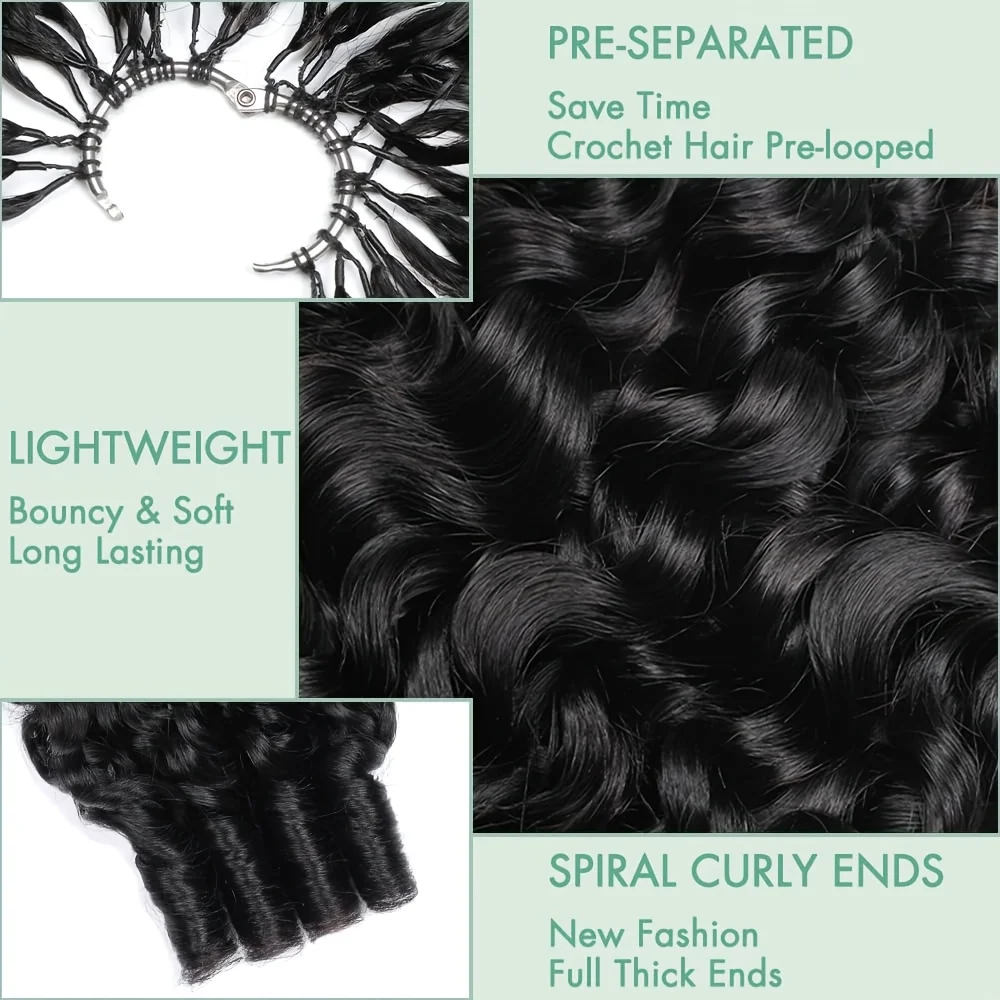 Burmese Deep Curly Pre Looped Feather Crochet Human Hair For Black Women Pre Separated Knotless Burmese Curly Hair For Braiding image 4