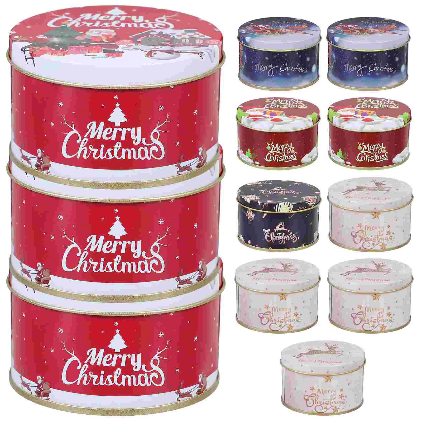 

12 Pcs Christmas Candy Jar Xmas Presents Boxes Gifts Mini Tinplate Decorations Supplies Child Cookie