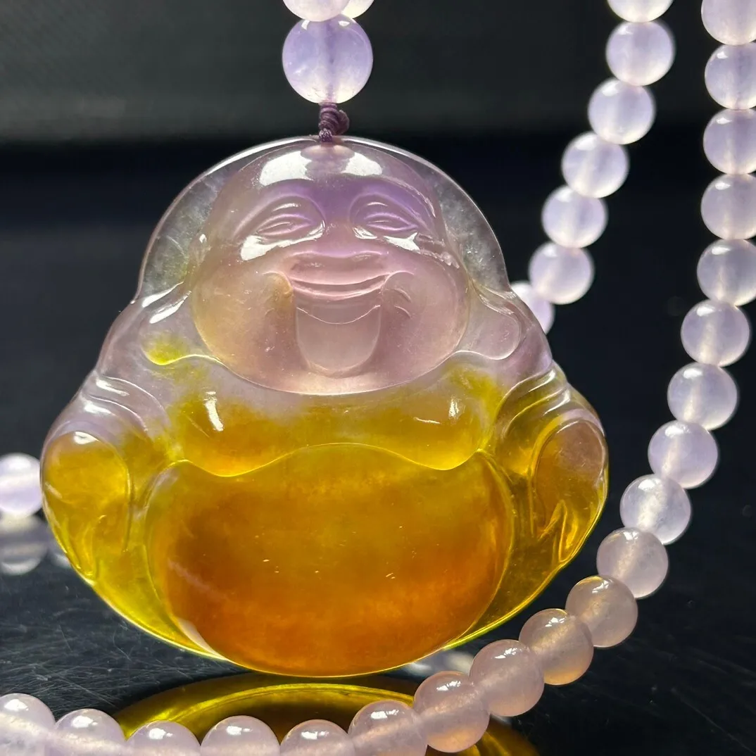 

Certified Natural Ice Multicolor Jade Jadeite Carved Buddha Pendant & Necklaces