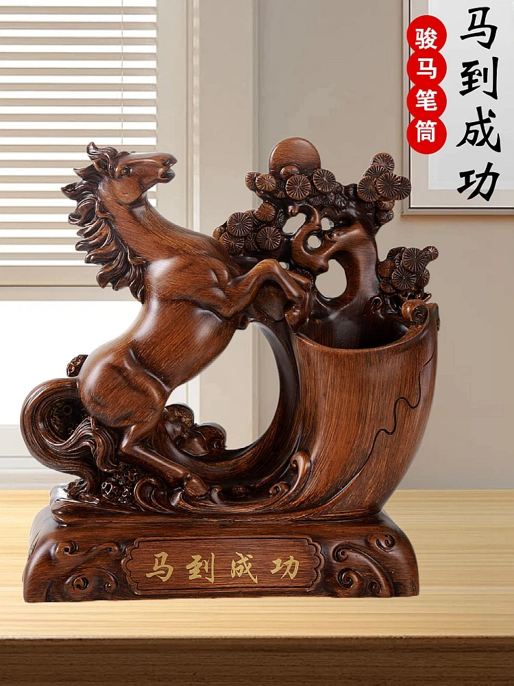 

Creative Horse Statue Pen Holder Decoration Home Living Room Study Desk Decoration Business Graduation Season Souvenir Gift