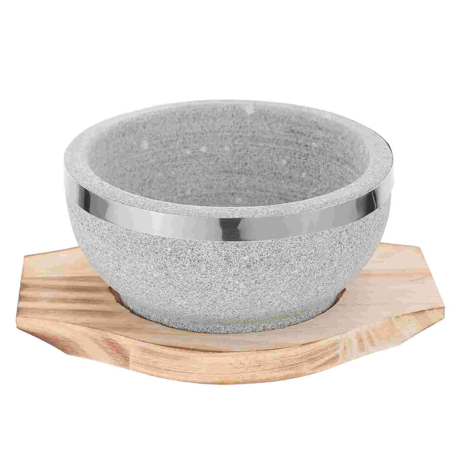 

Stone Bowl Beef Ramen Food Cooking Utensils with Base for Korean Soup Wood Bowls