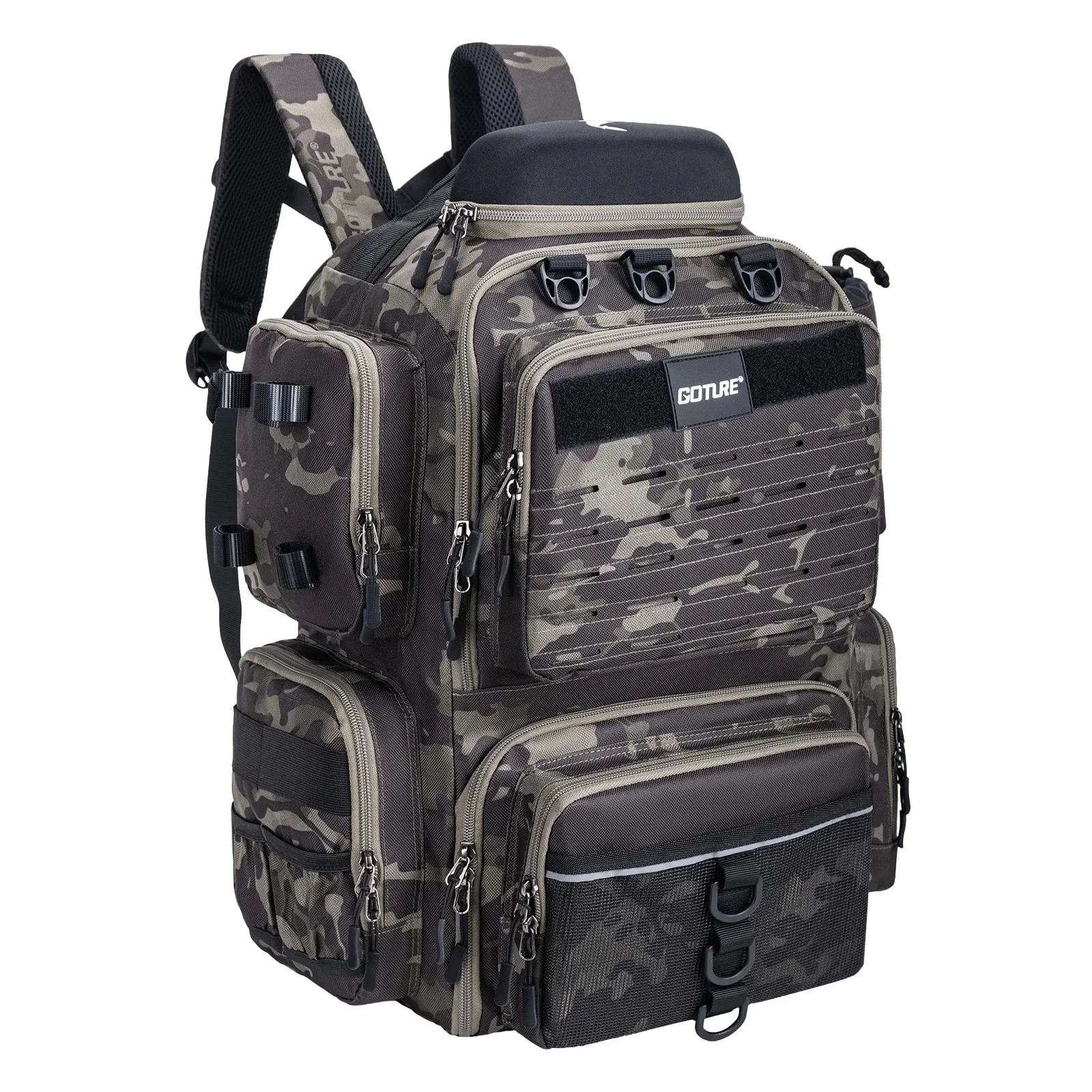 Hunting Bag 45L Large Capacity,Waterproof Tackle Bag with 4 Tackle Boxes,Rod Holder Storge Fishing Gear Gift for Men