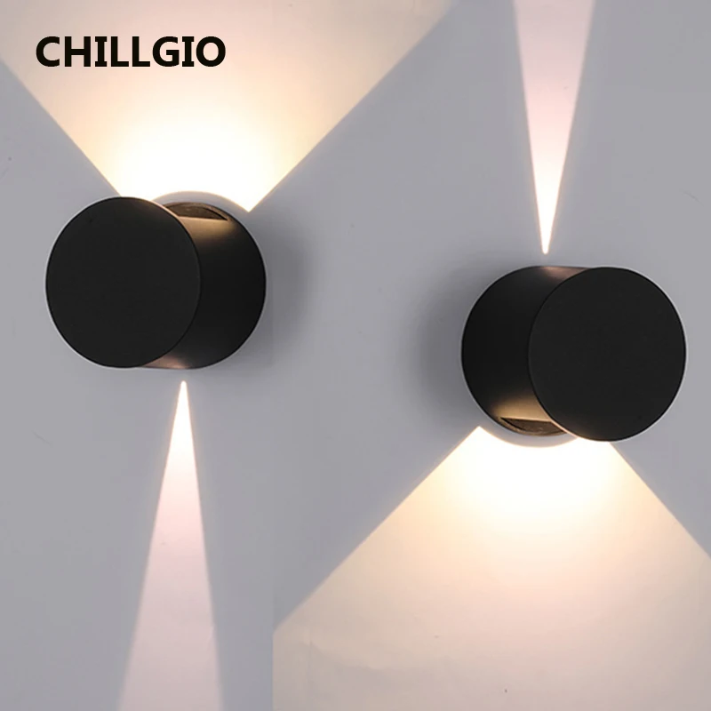 Lampada da parete per esterni a Led CHILLGIO lampada da giardino per veranda impermeabile con decorazione nordica IP65 Home Indoor Up Down illuminazione in alluminio brillante