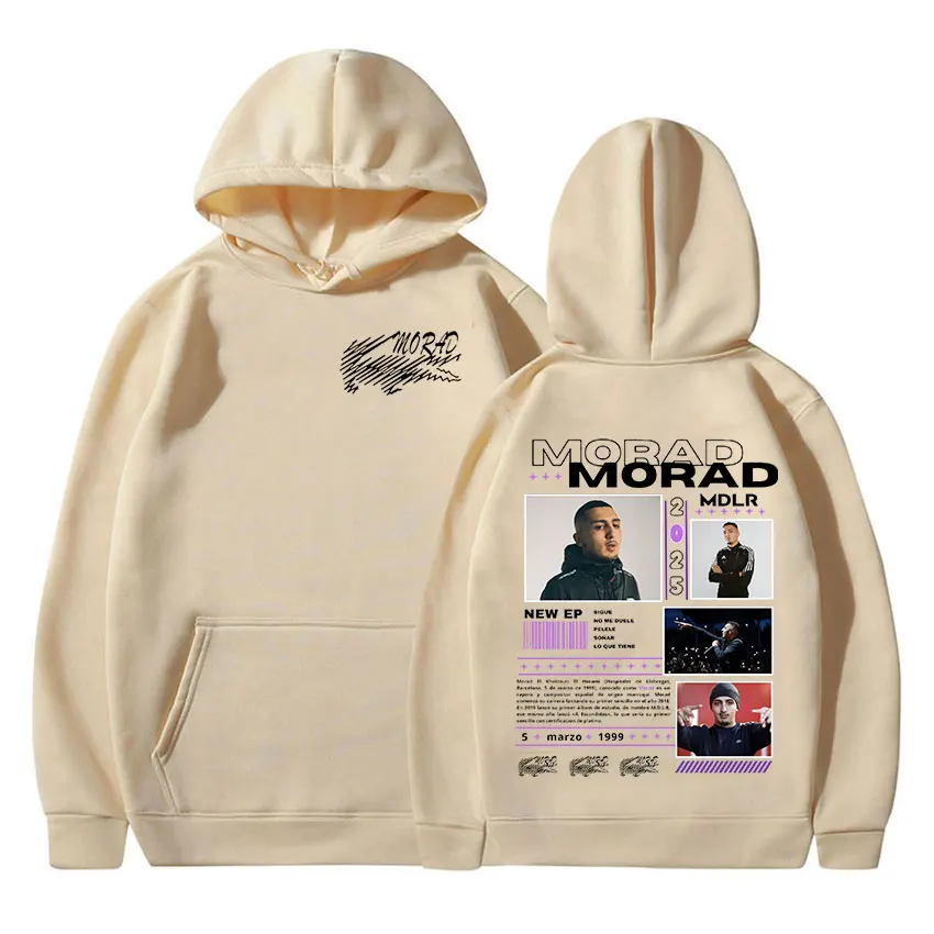 Sudadera con capucha de rapero MORAD Tour 2025 para hombre, moda de Hip Hop, sudadera Retro de gran tamaño Y2k, jersey de manga larga Unisex, ropa informal con capucha