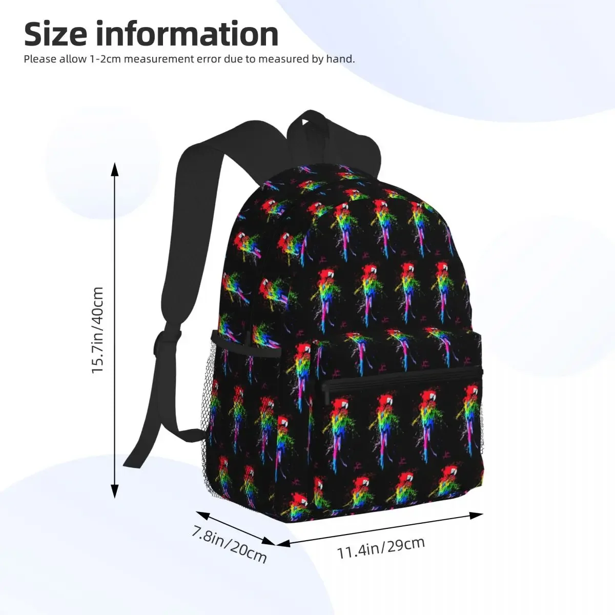 Colorful Parrot Student Backpack School Bag Hiking Travel Daypack for Men Women Fashion Bookbag Shoulder Bags