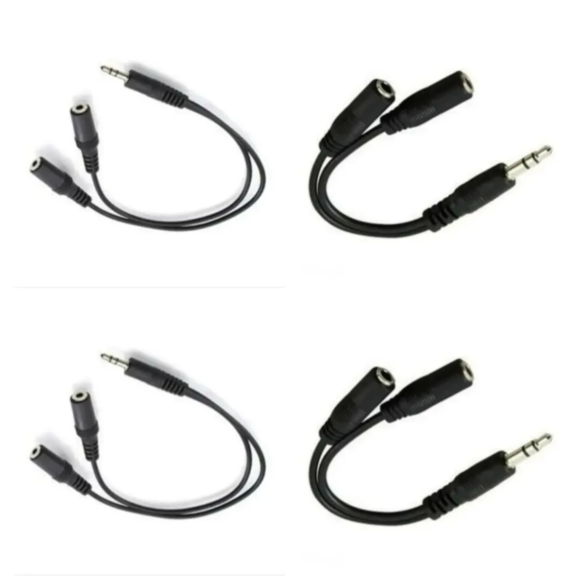 200pcs 3.5mm 1 to 2 Audio Y Splitter Cable Extension Wire Male to Dual Female Connector for MP3/4 Headphones PC Laptop Black