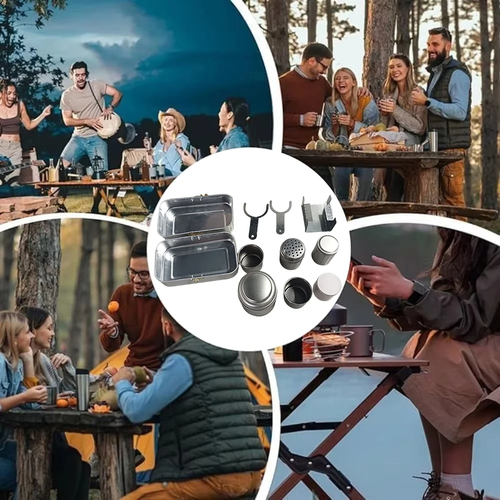 Conjunto de copos de acampamento reutilizáveis, canecas de café de acampamento, aço inoxidável, ornamento colecionável, mochila, kit de café para acampamento, viagem, cozinha