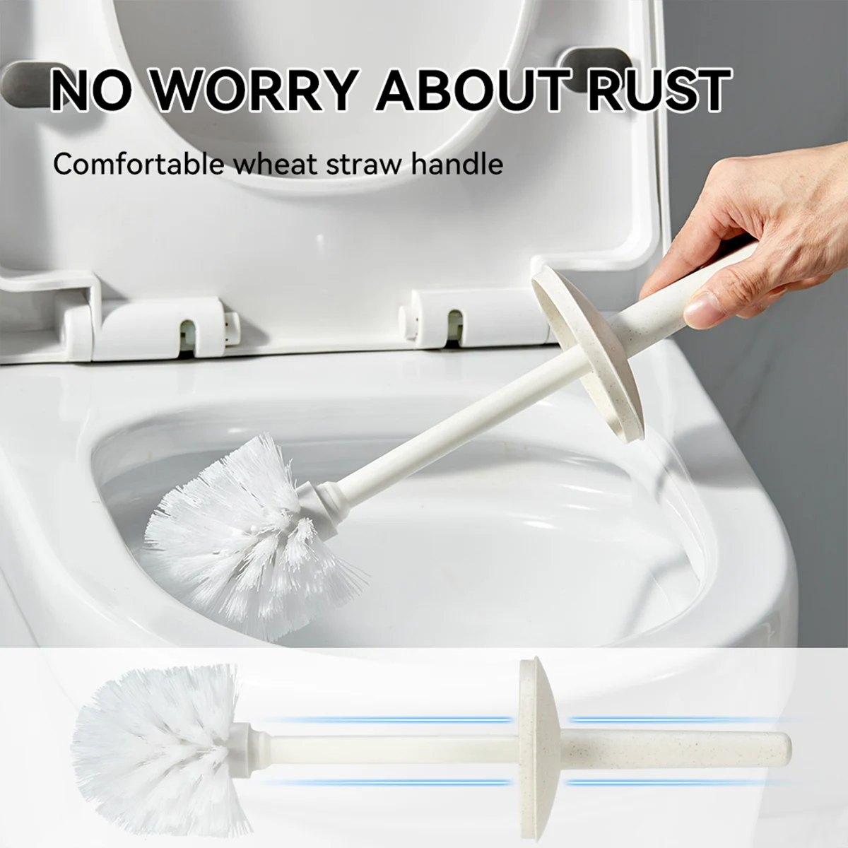 WORTHBUY Anti Splash Toilet Brush With Standing Base Long Handle Cleaning Brush Flexible Bristles WC Bathroom Accessories Tools