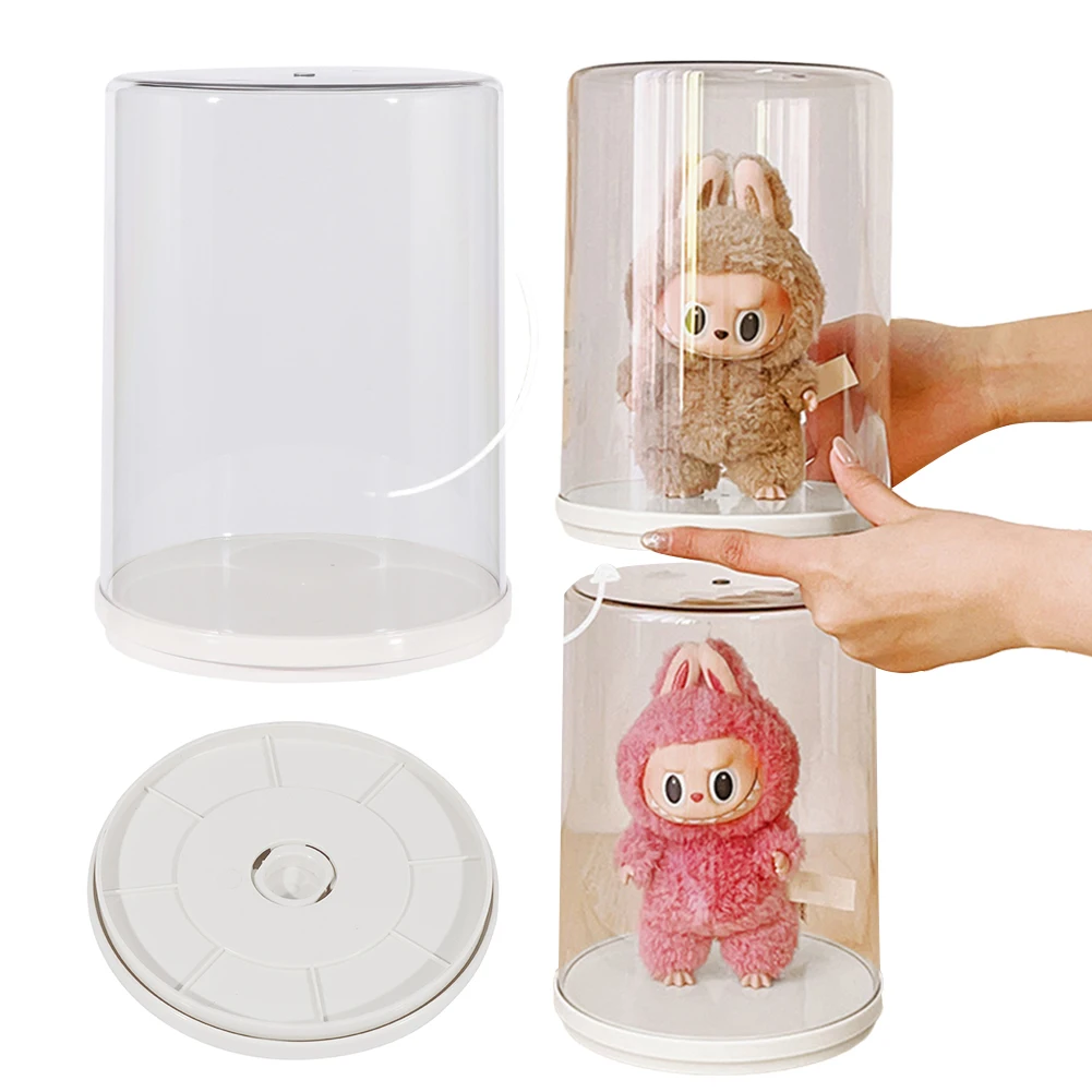 

Вращающаяся плюшевая витрина с подвеской, прозрачная коробка для хранения кукол с крышкой, подставка для коллекционных предметов, пылезащитная для домашнего декора