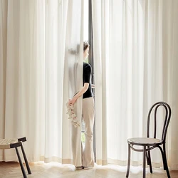 Custom Size UV Reflection Sheer Curtains for Living Room 100% Privacy White Beige Color Bedroom Window Tulle Curtain Fabric