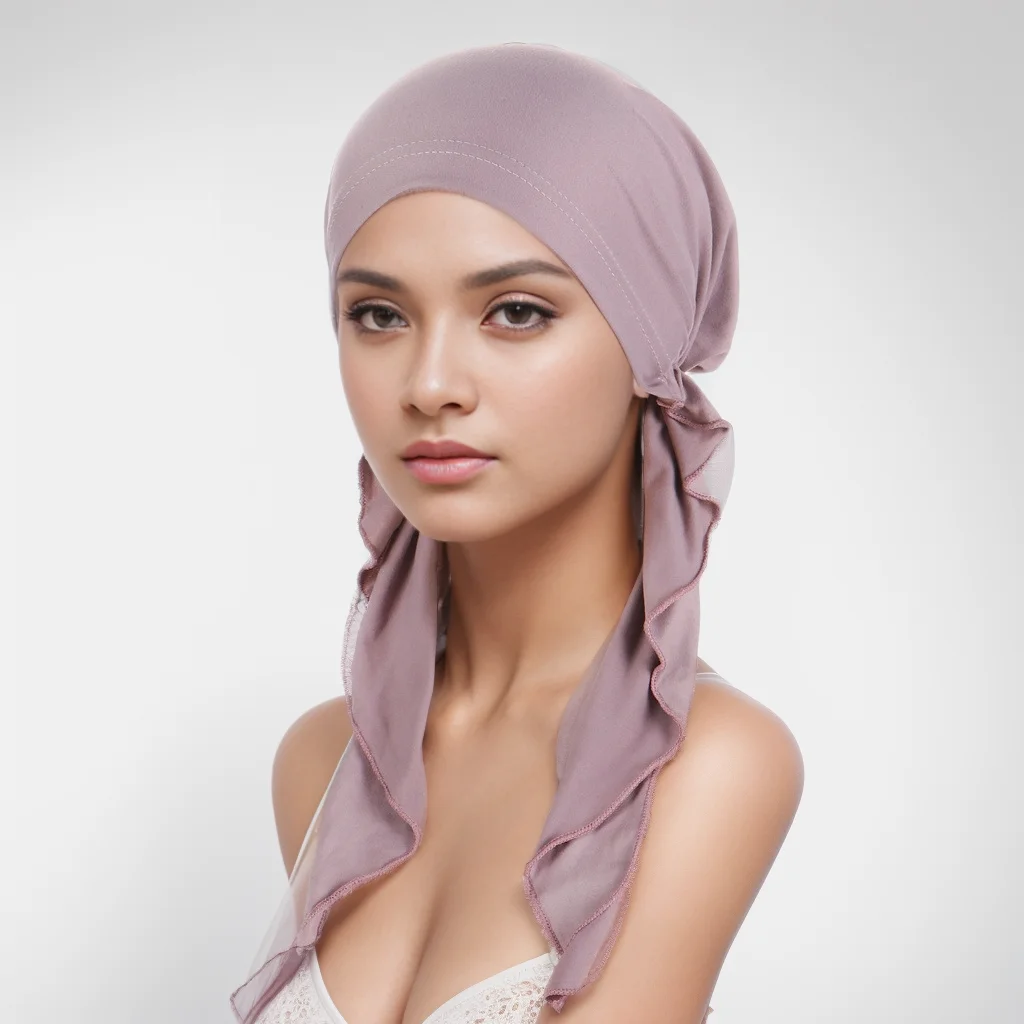 Tinta unita moda musulmana Hijab turbante cofano coda lunga testa avvolge cappelli elastici Hijab berretto chemio traspirante per le donne ragazze