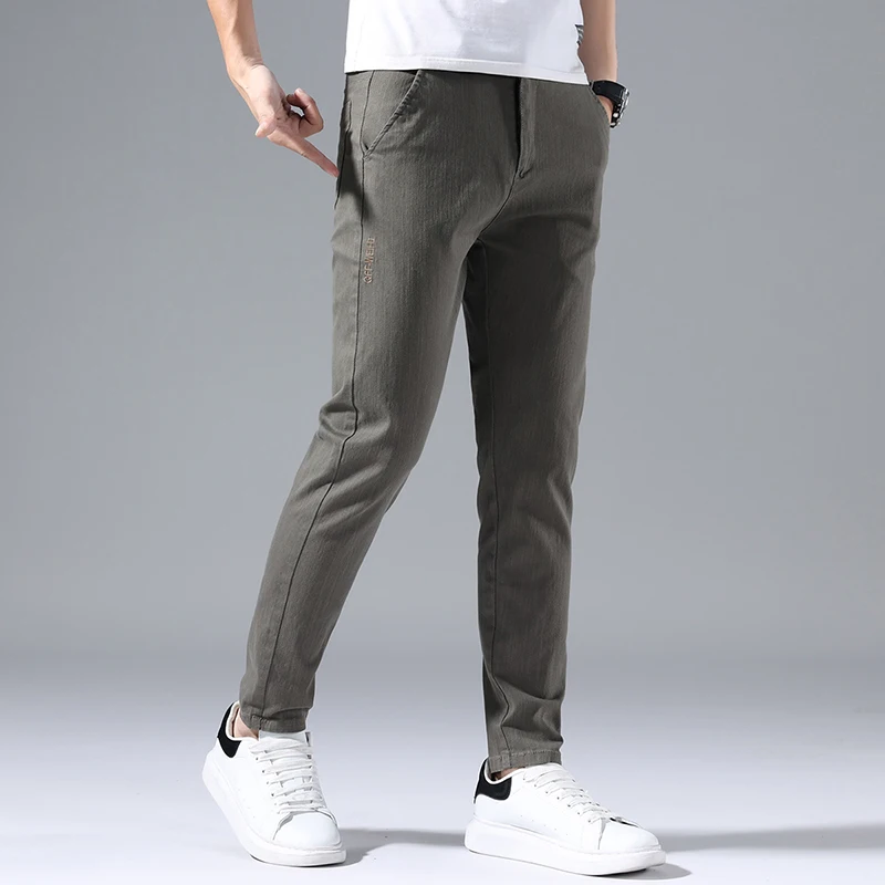 

Мужские летние тонкие повседневные брюки свободного прямого кроя в корейском стиле, универсальные, для спорта и бизнеса