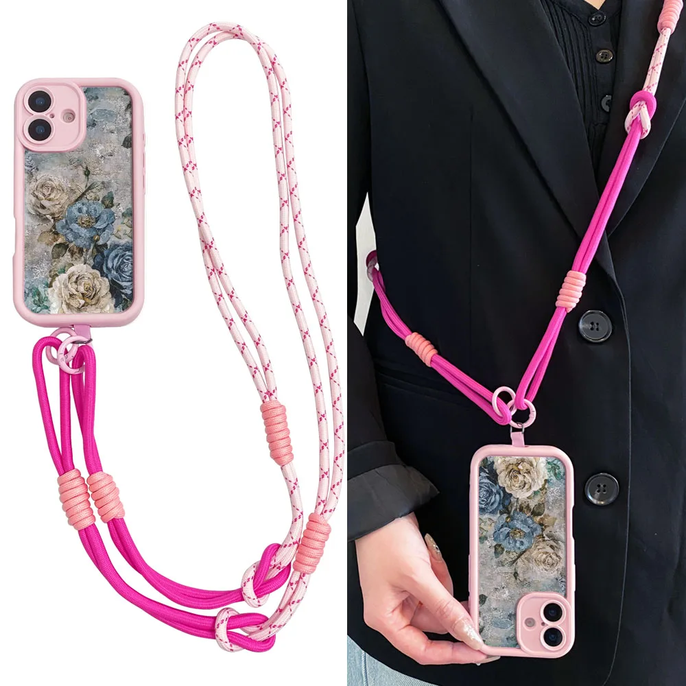 2025 colar cinta caso de telefone para redmi nota 14 13 12 11 10 9 8 7 pro plus 14s 13c 12c 14c 9c 10c floral crossbody cordão capa