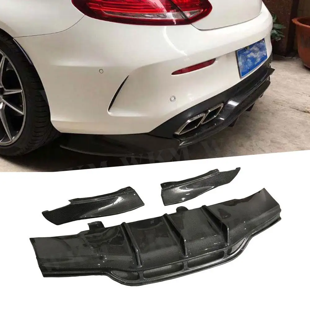 

Carbon Fiber Rear Bumper Lip diffuser Splitters Aprons Spoiler For Mercedes Benz C class W205 C63 Coupe C205 2 Door PSM Style