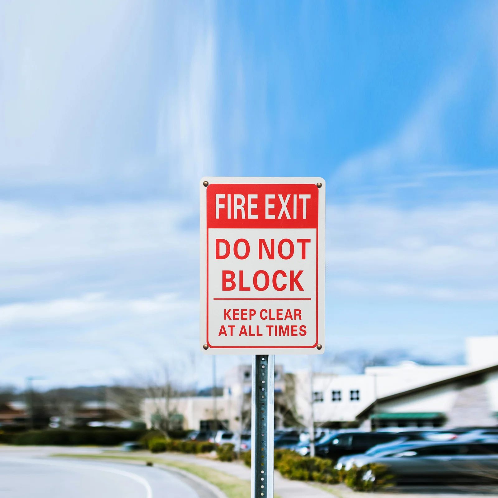 Emergency Fire Exit Safety Sign Aluminium Metal Caution Do Not Block Sign Emergency Fire Exit Label for Industrial Public Areas