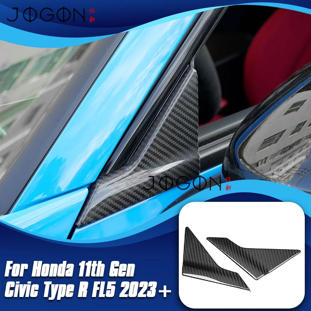 For Honda 11th Gen Civic Type R FL5 2023-2025 Carbon Fiber Car Front Window Louver Triangle Pillars Posts Cover Trim Accessories