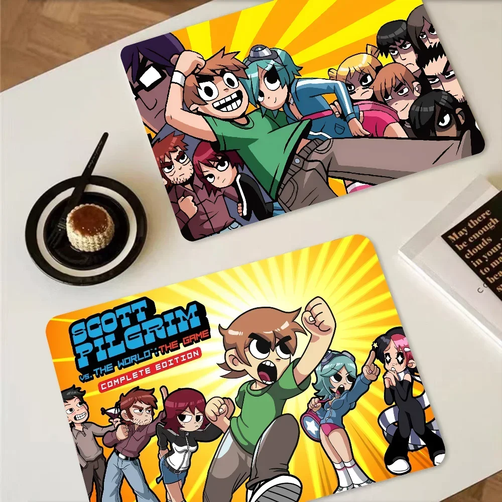 Scott Pilgrim vs the World Quick Drying Dish Mat Printed Kitchen Non-slip Coffee Cup Pad Drain Mats Dinnerware Cup Placemat