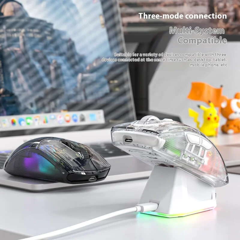 Angriff Hai x2 Pro magnetische Aufladung Bluetooth-Maus Drei-Modus-RGB-Licht transparente Batterie anzeige Office-Spiel Computer