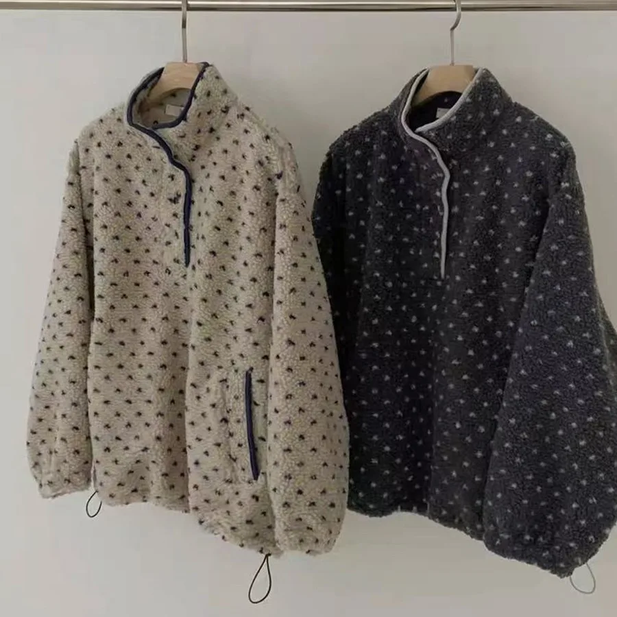 

Шикарная корейская осенне-зимняя ниша из овечьей шерсти Love контрастного цвета, теплая повседневная свободная куртка-толстовка с длинными рукавами для женщин