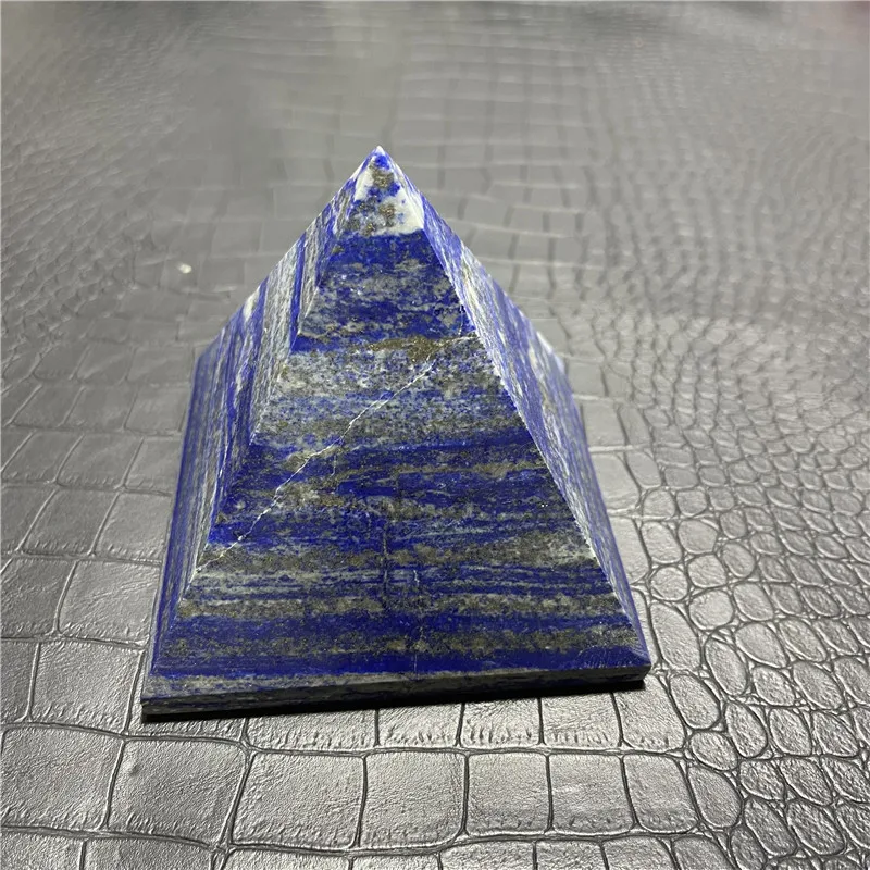 9.5cm NATURAL LAPIS LAZULI  POLISHED CRYSTAL QUARTZ  PYRAMID HEALING