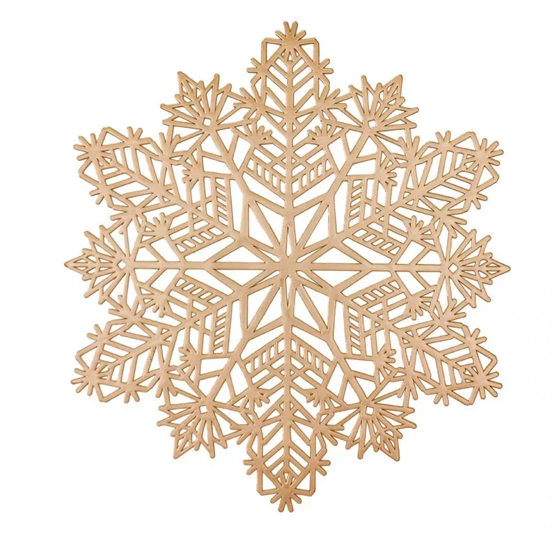 4PCS Hollow Out Snowflake Placemats 38cm PVC Heat Resistant Non Slip Table Mats Dining Table Pads For Christmas Wedding Holiday