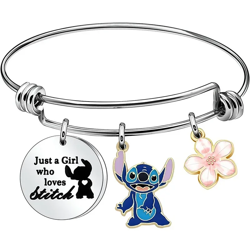 Disney Anime Figurka Lilo & Stitch Charms Zestaw bransoletek Cartoon Stitch Love Magnet Rope Chain Wristband Kids Toys Prezent urodzinowy