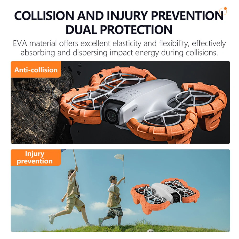 Lot De 2 Protections D'Hélice Orange Pour DJI Neo - Anti-Collision TPE, Accessoire Drone Léger Et Robuste