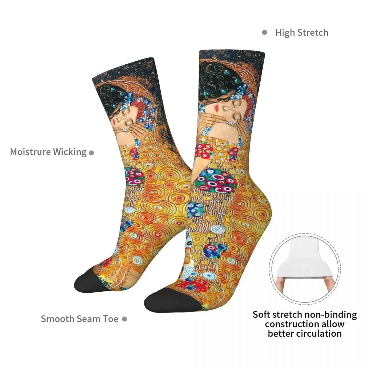 Gustav Klimt - The Kiss Socks Harajuku High Quality Stockings All Season Long Socks Accessories for Man's Woman Birthday Present