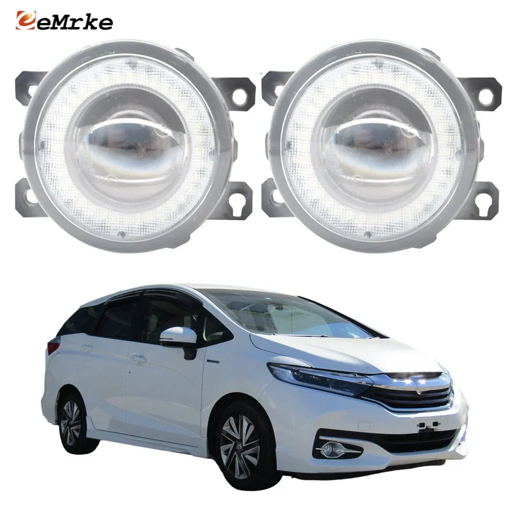 Led Car Fog Lights Assembly with Lens and Angel Eye DRL Daytime Runinng Light Lamp for Honda Shuttle Hybrid 2015 2016 2017 2018