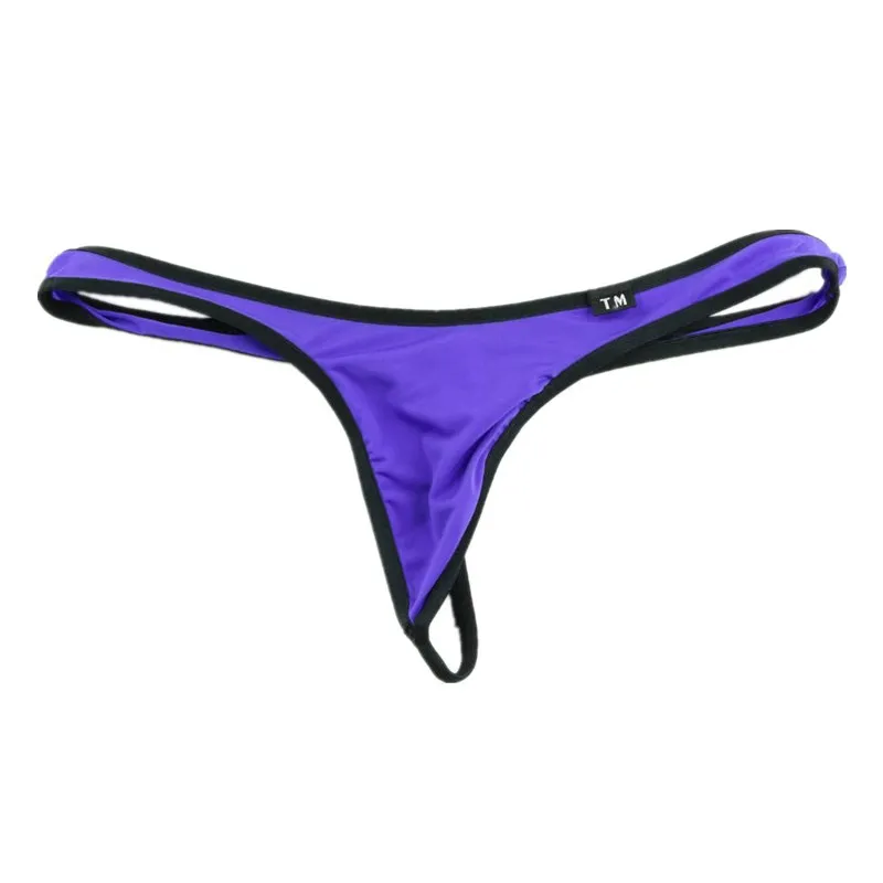 Men's thong thin ice silk fabric high elastic sexy fashion comfortable matching low waist T pants gay sexy underwear thong