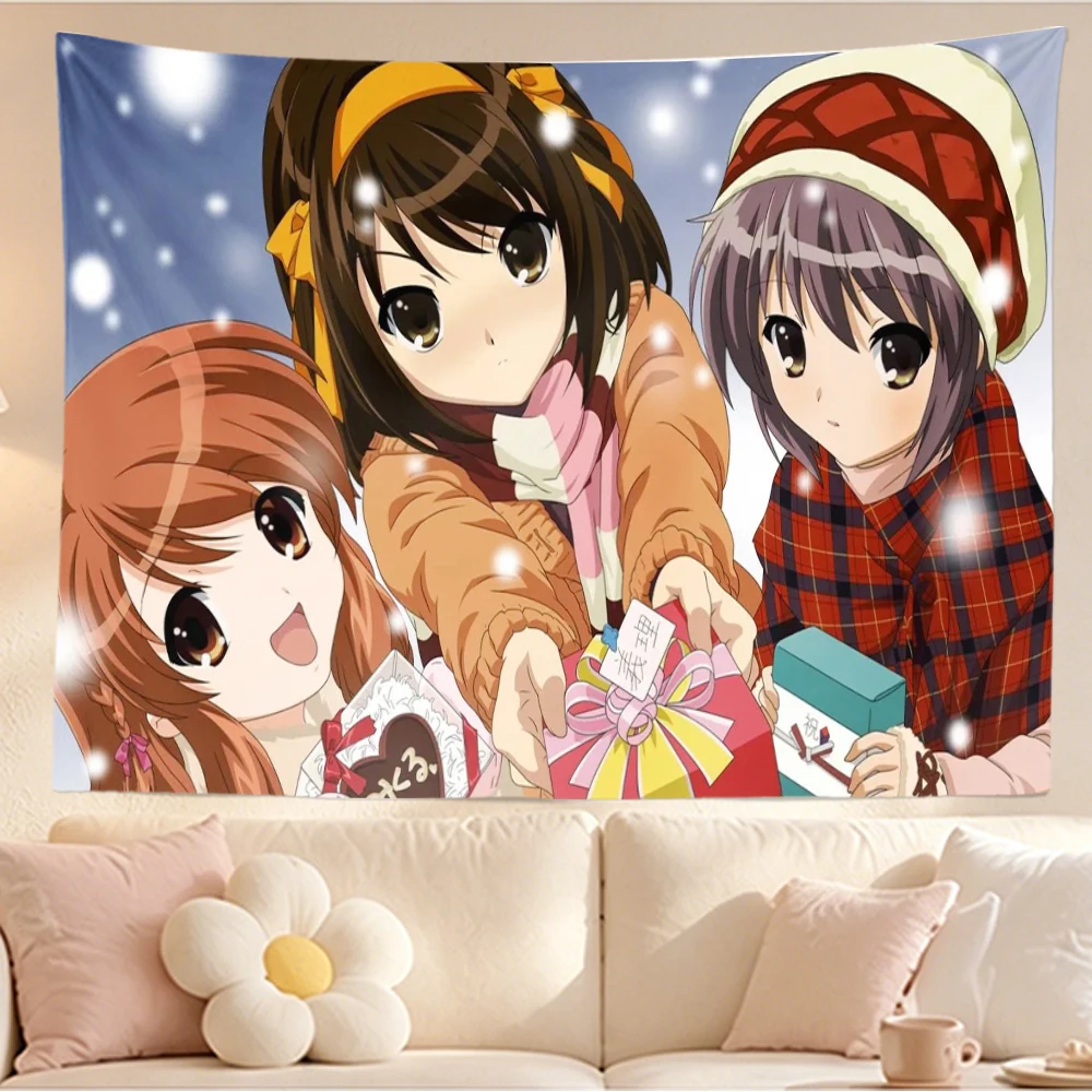 SOS club Tapestry Wall Hanging Winter Christmas Anime Girls Snow Art Bedroom Dorm Living Room Home Decor Fans Gifts