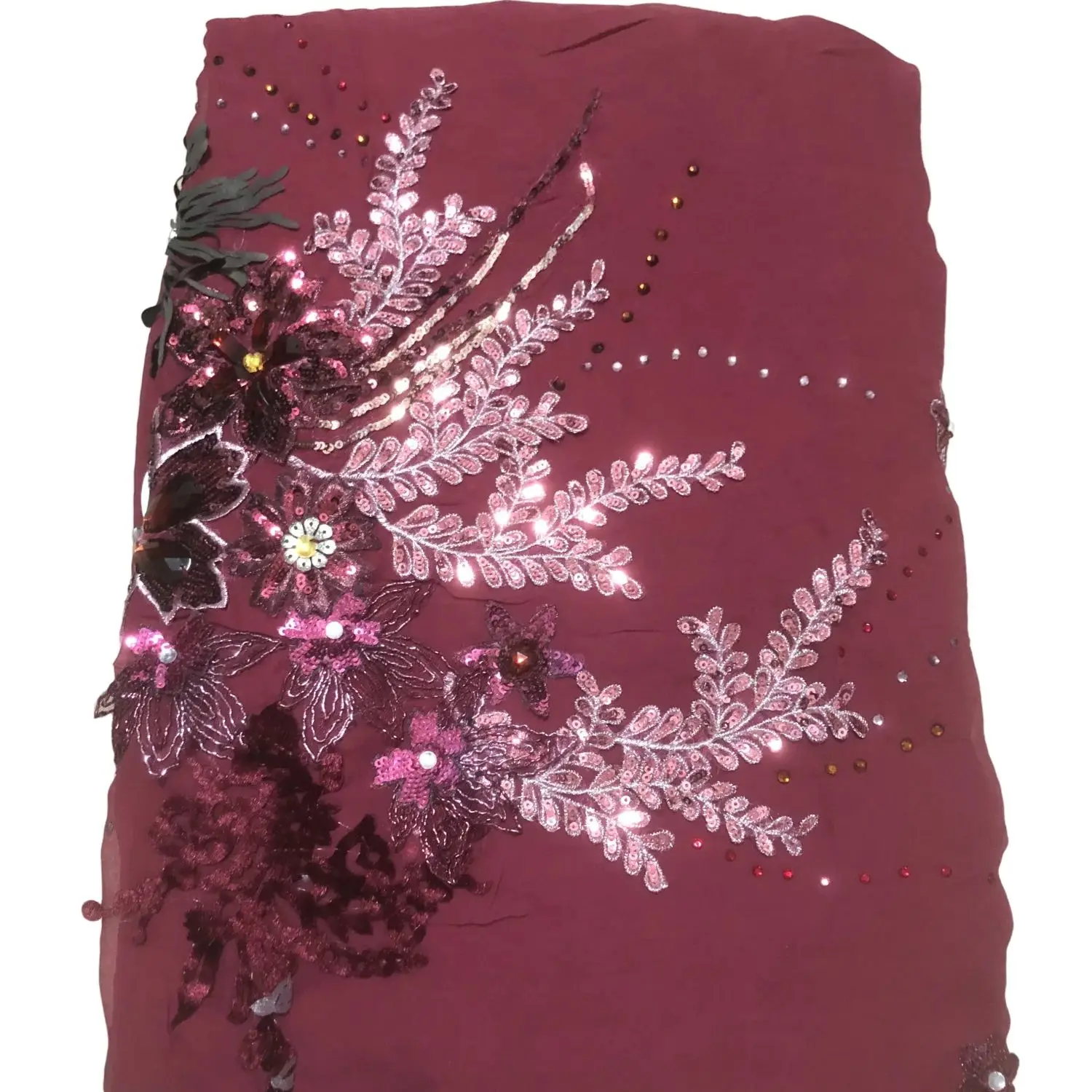 African Traditional Wedding Dress 100% Real Silk Lace Material High Quality 2022 Nigeria Georgette Big Stone Sequins Lace Fabric