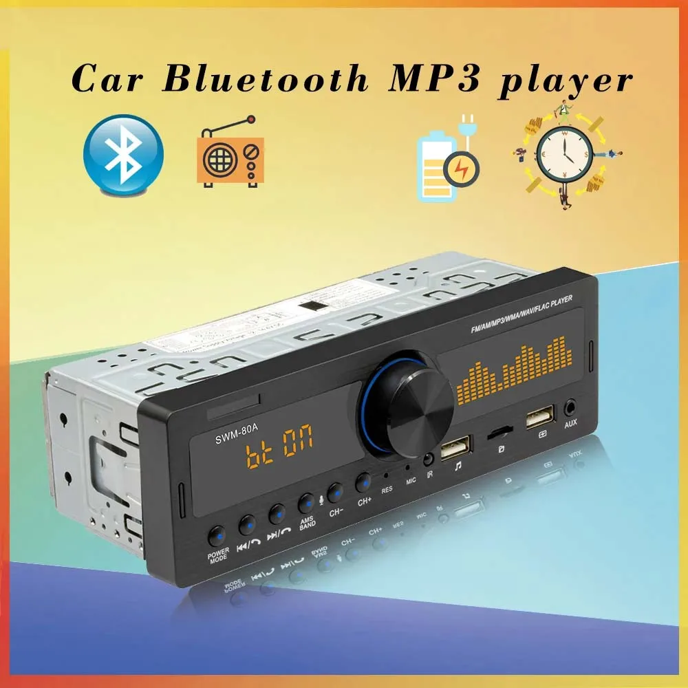 

Car Radio Mp3 Player 12V Remote SWM-80A 1 DIN Control Digital Support Bluetooth FM USB GPS Positioning Car Music Player 1DIN