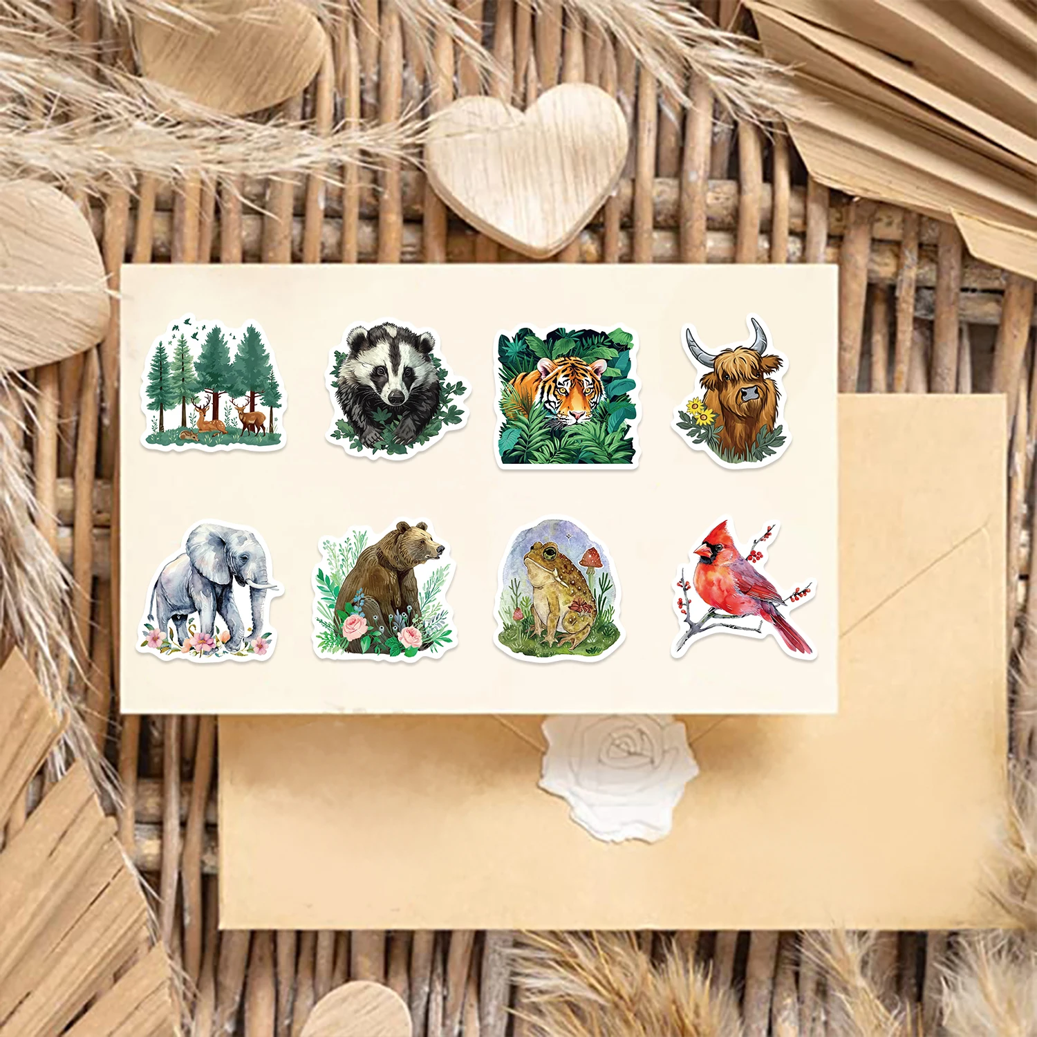 50Pcs Forest Cartoon Animals Stickers For Laptop Phone Guitar Luggage Waterproof Graffiti Vinyl Decals Animal Collection Sticker