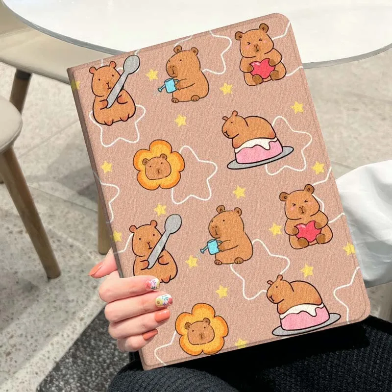 

Capybara Cute Chic Cartoon For Oppo Pad X SE 4 3 11 13.2 11.61 11.4 10.36 Pro 2 Air2 2025 Silk Pattern Soft Tablet Case