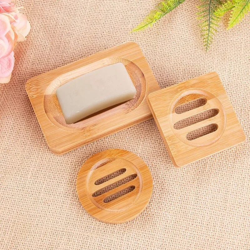 Soap Box Natural Bamboo Dishes Bath Soap Holder Bamboo Case Tray Wooden Prevent Mildew Drain Box Bathroom Washroom Tools