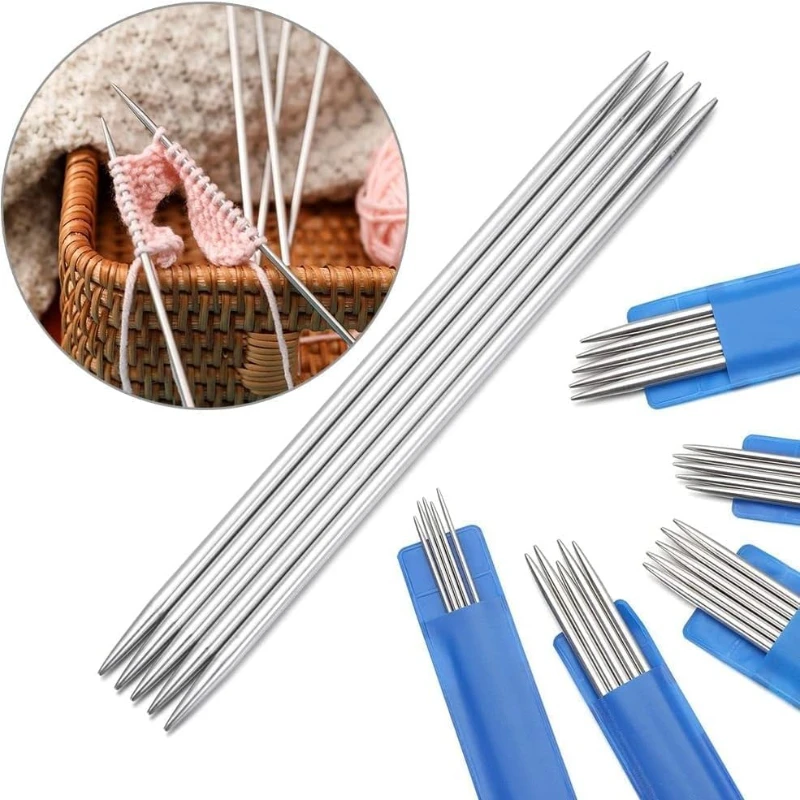 5Pcs/set 20CM Stainless Steel  Needles Set 2-5MM DIY Sweater Weave Craft Set Double Pointed Straight Knitting Tools Accessory