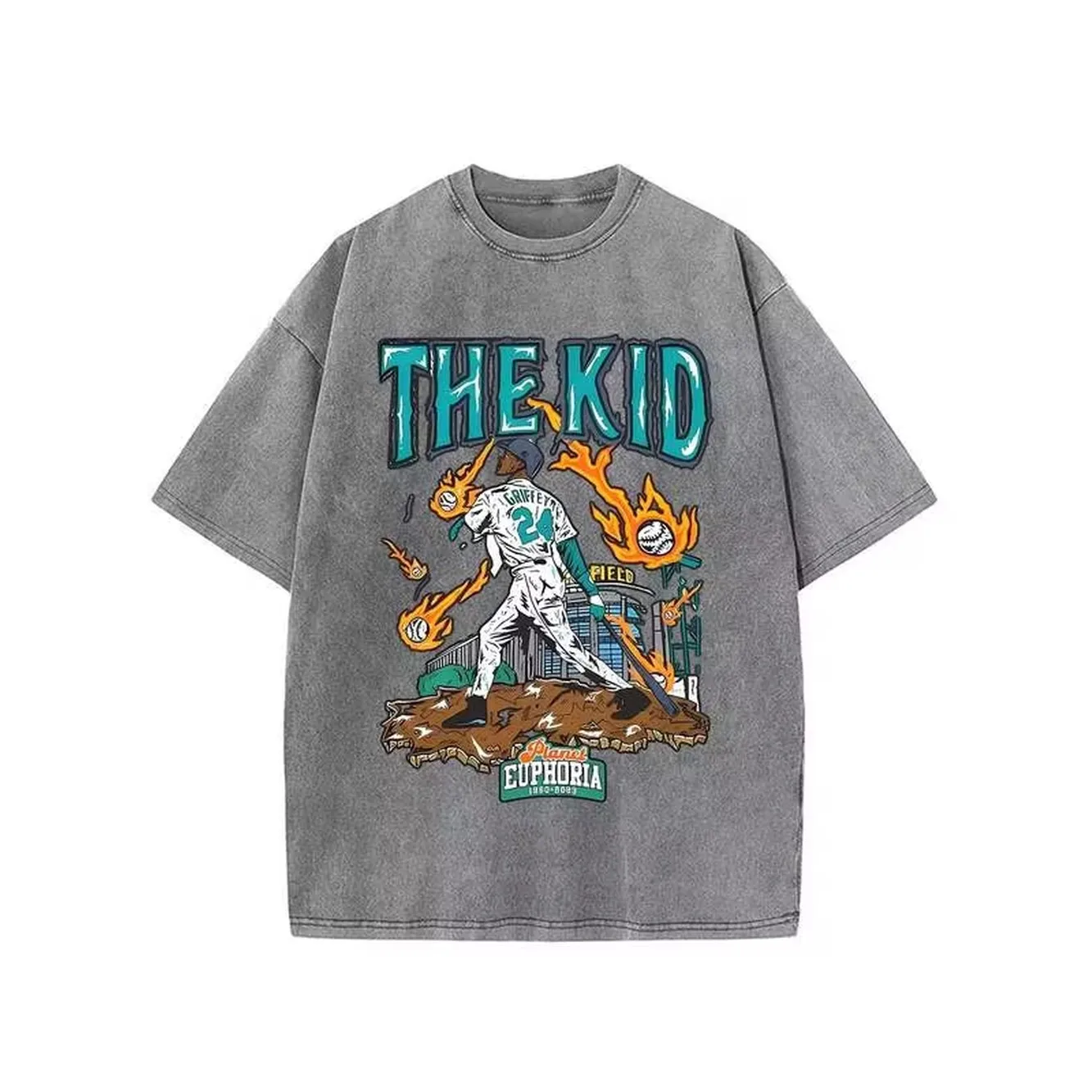 1 Piece, 230g Washed, Baseball CHIEFKEEFT Printed T-Shirt, High-Quality Wax Printed Cotton Retro Fashion Brand T-Shirt, Suitable For Summer T-Shirt With A Certain Thickness, Holiday Gift