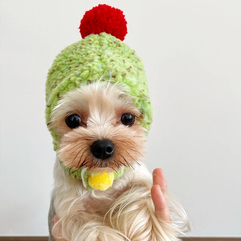 

Pet Hat Warm Winter Puppy Dog Caps Red & Green Cute Pet Headgear for Small to Medium Dogs Christmas Party Photoshoot Supplies