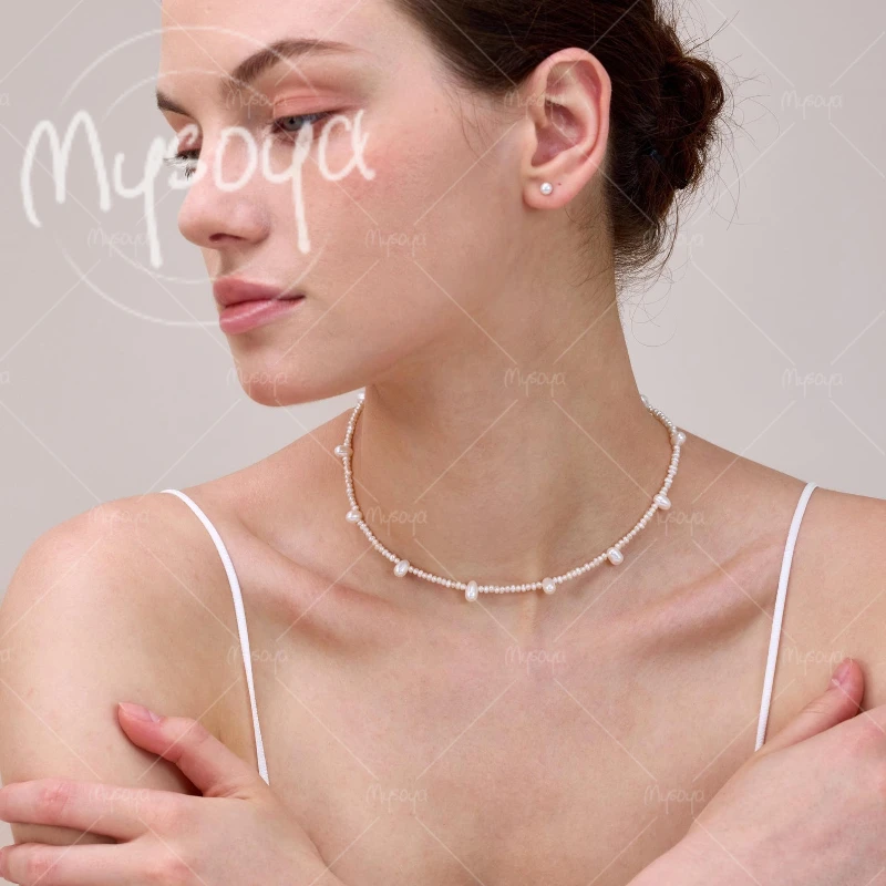 

Ожерелье из белого пресноводного жемчуга MYSOYA 2-3 мм и 6-7 мм, подарочная коробка, для нее/него, на день рождения/свадьбу/к Дню матери, A0834