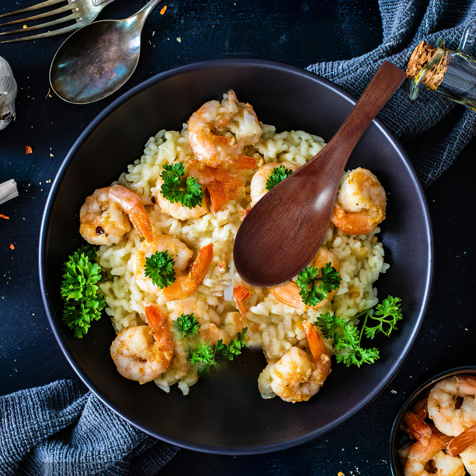 

5Pcs Wooden Rice Paddle Spoon Japanese Style Long Handle Sturdy Wood Ramen Soup Eating Serving Kitchen Utensil