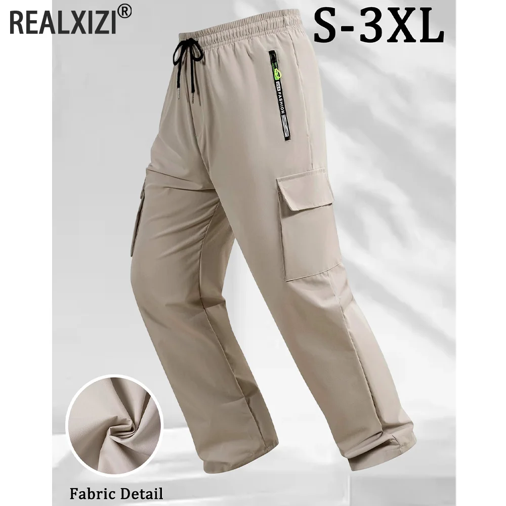 

New Men Fashion Cargo Pants Solid Color Multi-Pockets Trousers Spring Autumn Outdoor Casual Jogger Pants Sweatpants Workwear