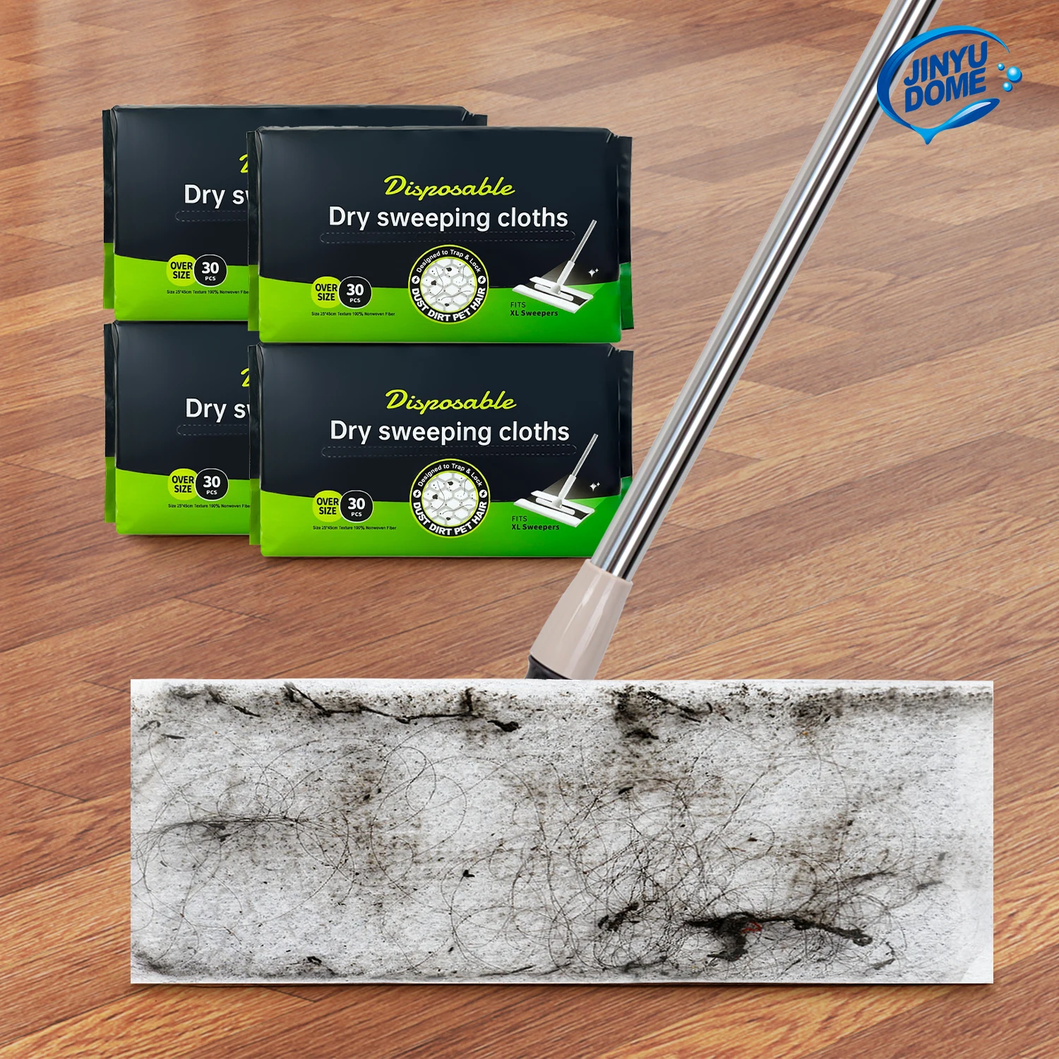 JINYUDOME 9.8x17.3inch Disposable Electrostatic Dust Mop Pads High-Efficiency Swiffer Wet/Dry Mop Floor Cleaning Cloth