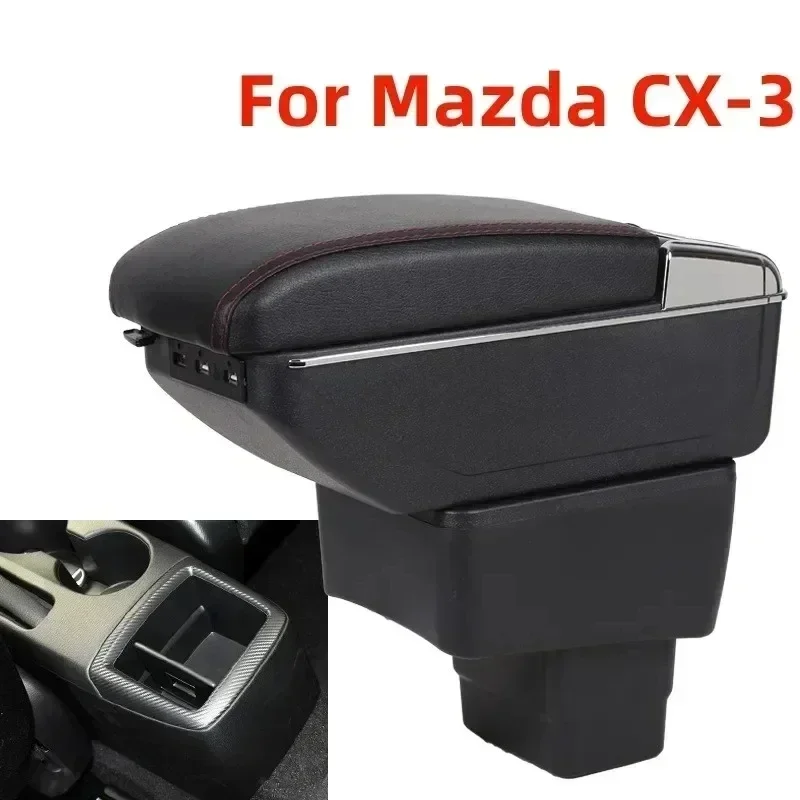 New luxury For MAZDA CX-3 Armrest For Mazda 2 Skyactiv Version cx3 Car Armrest Box Retrofit Car Accessorie Interior Details USB