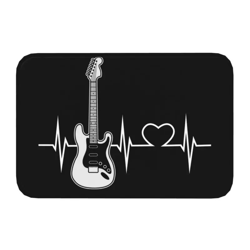 Custom Rock Guitar Heartbeat Doormat Anti-Slip Entrance Bath Kitchen Door Floor Mat Music Singer Bedroom Balcony Carpet Rug